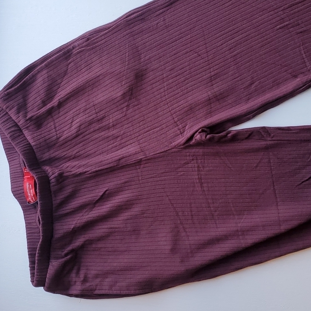 n: Philanthropy Space Cherry Maroon Ribbed Wide Leg Reign Pants M NWT - Picture 6 of 8